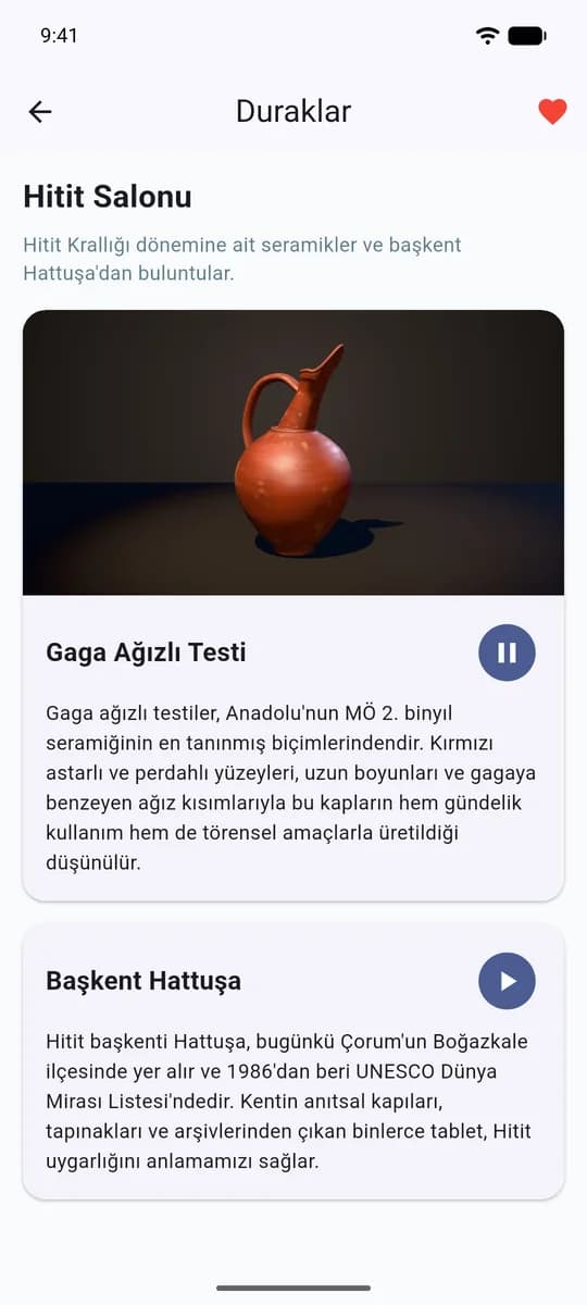 Sesli anlatım çalarken; favorilere eklenmiş eser