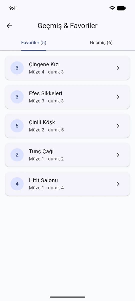 Geçmiş ve favoriler